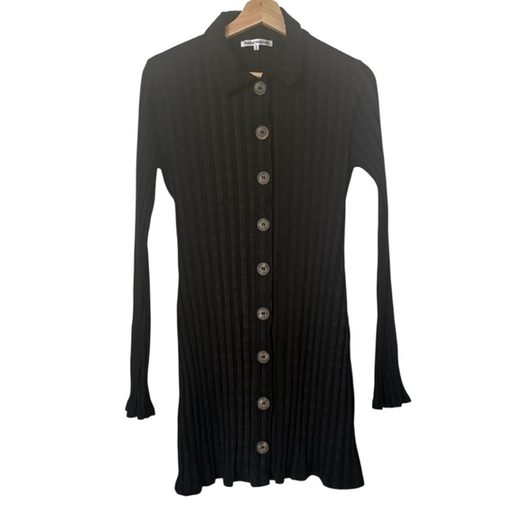 Reformation Black Sheath Dress with Bell Sleeves - Picture 2 of 6